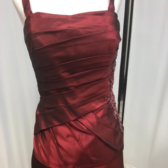NEW 2-Piece Cranberry Mother of the Bride/Groom Formal Holiday Dress SIZE 6 - Picture 9 of 14